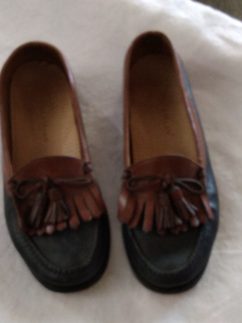 Cole Haan Two-Tone Brown and Black Tassel Loafers